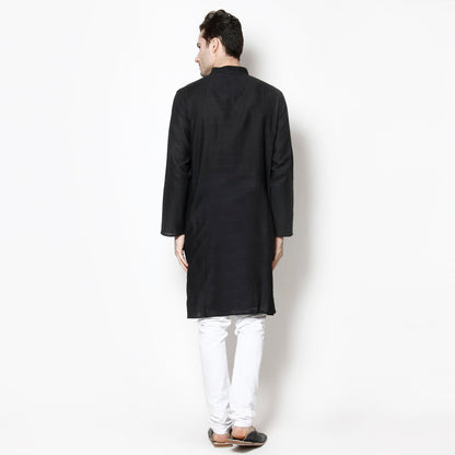 Men's Black Cotton Kurta