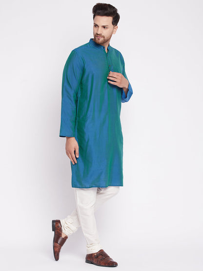 Men's Long Kurta with Band Collar -