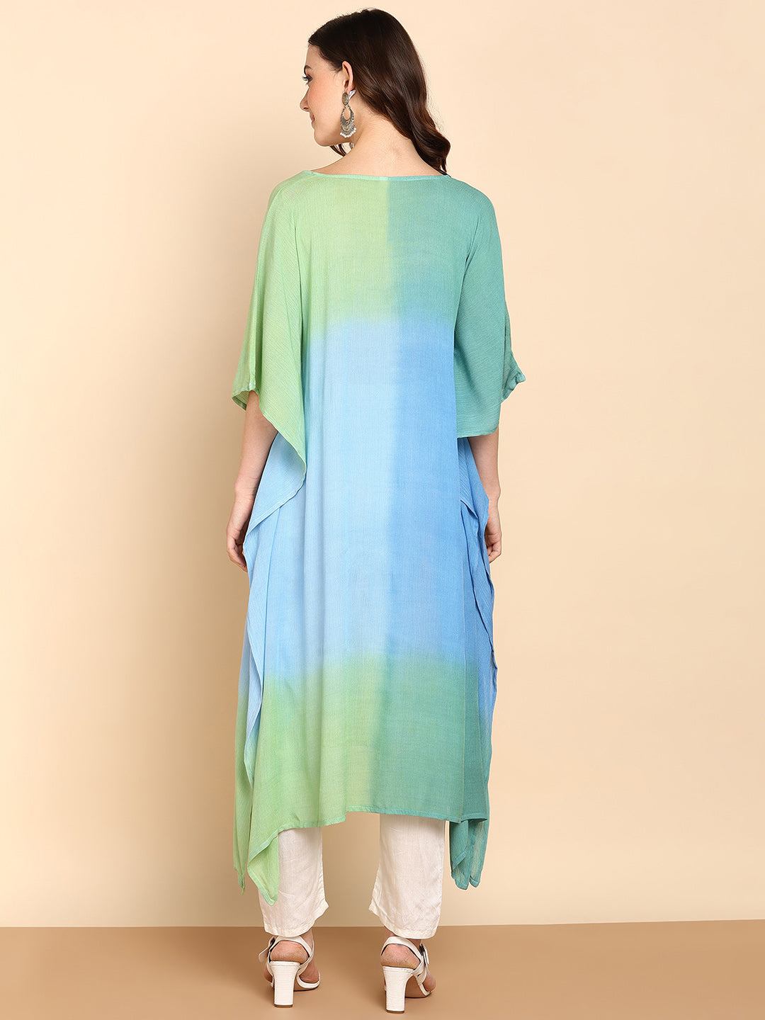 Women's Green Crepe Kaftan