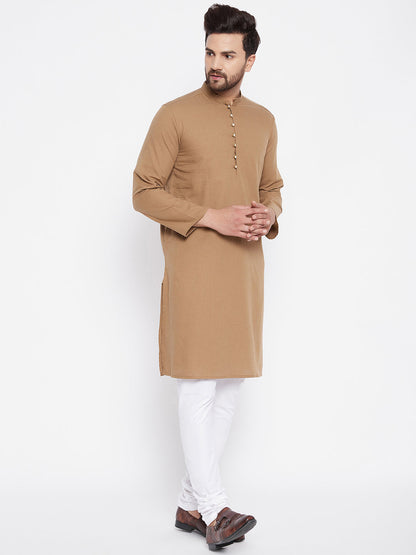 Men's Pure Cotton Beige Kurta