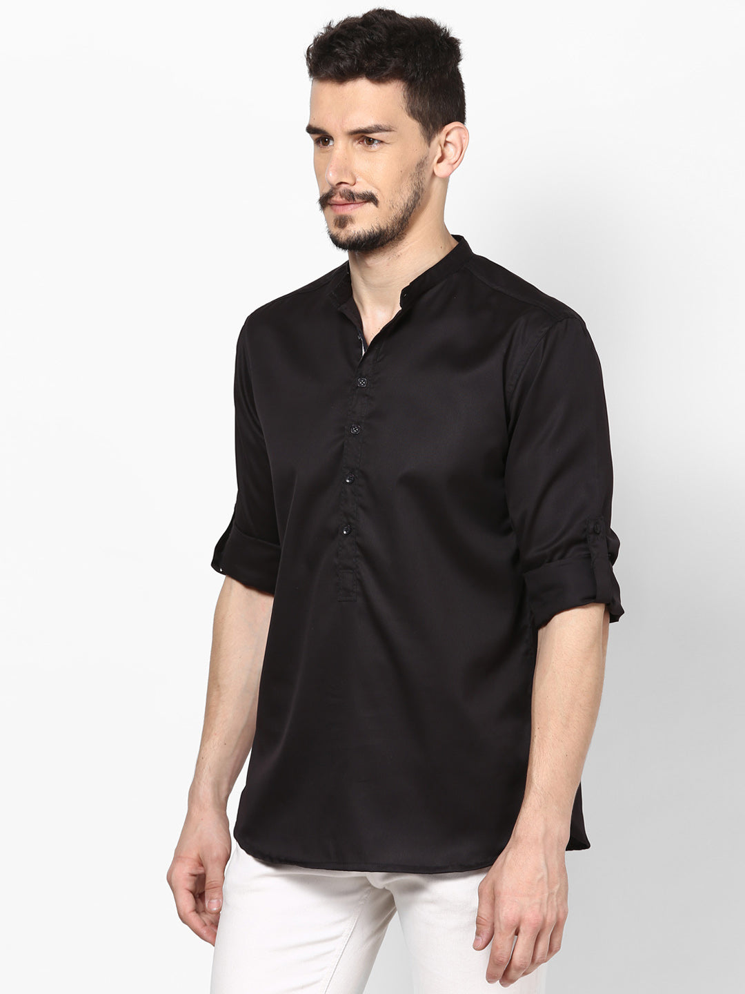 Men's Black Pure Cotton Shirt Kurta