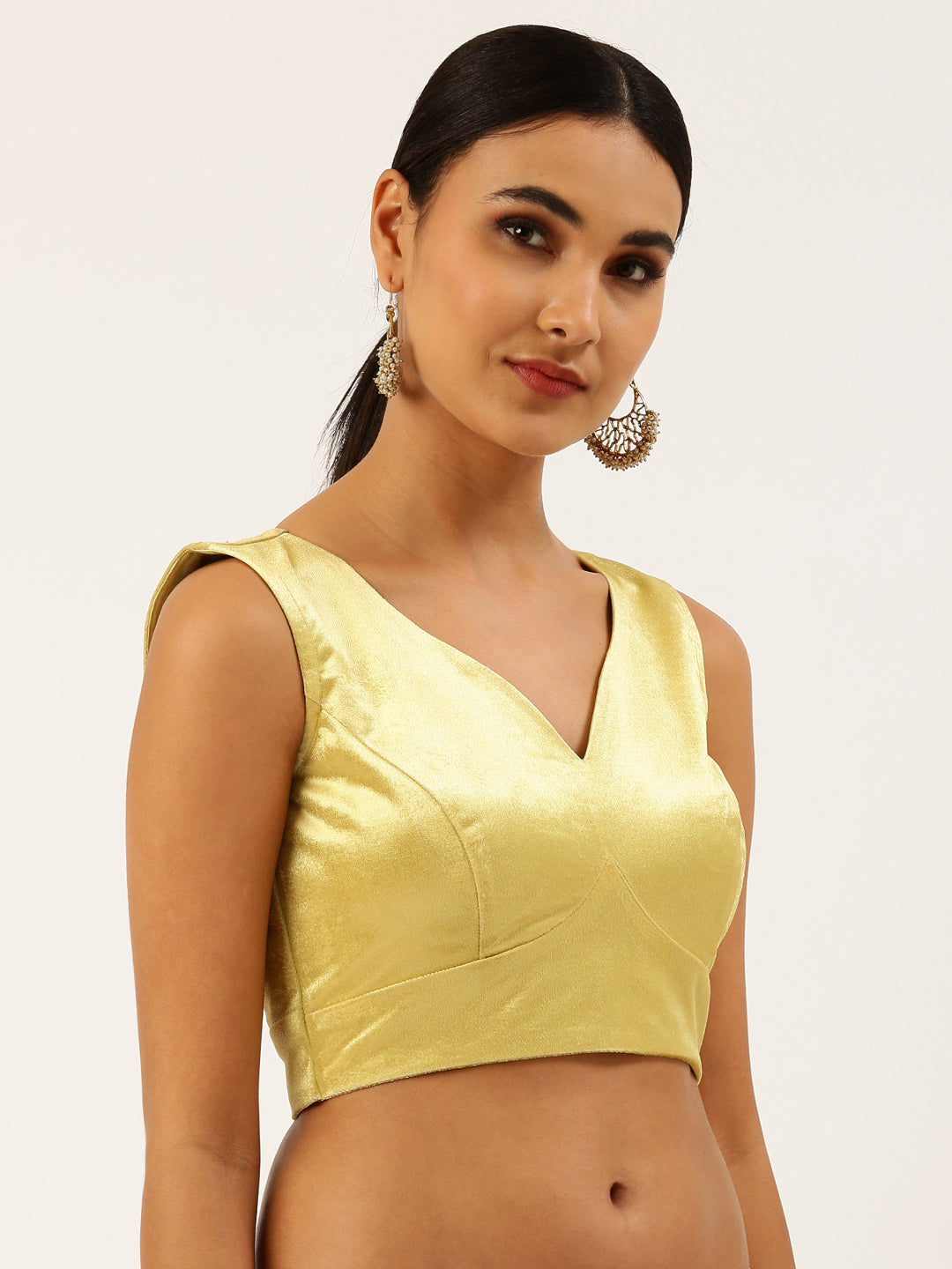 Women's Yellow Toned Velvet Readymade Blouse