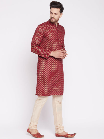 Men's Long Kurta with Band Collar -