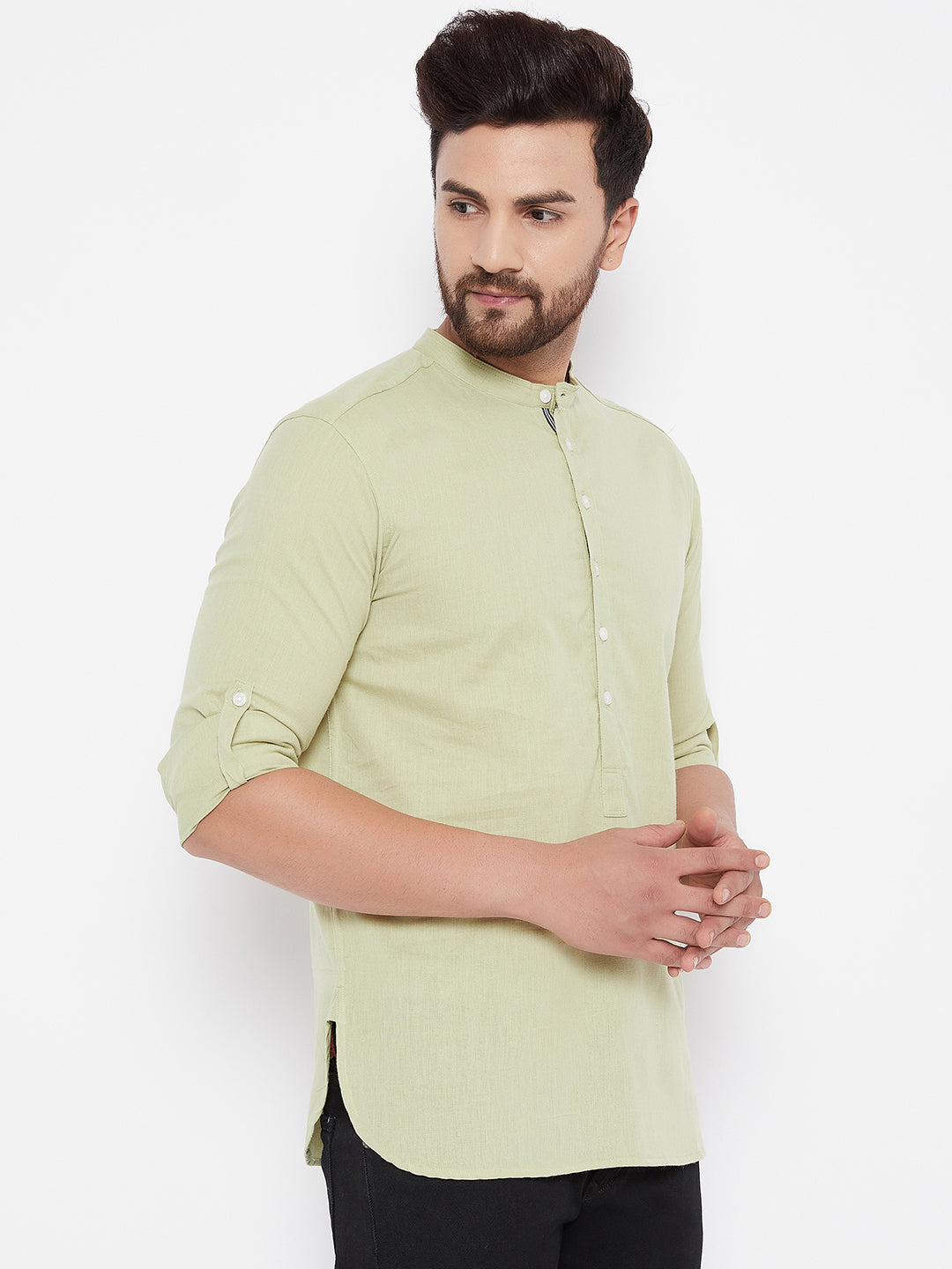 Men's Solid Linen Short Kurta