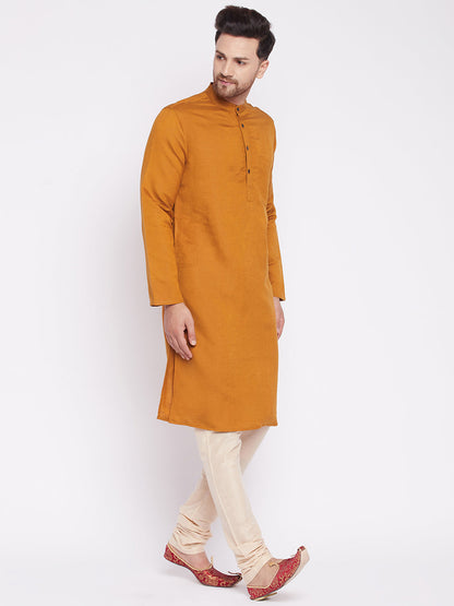 Men's Long Kurta with Band Collar -