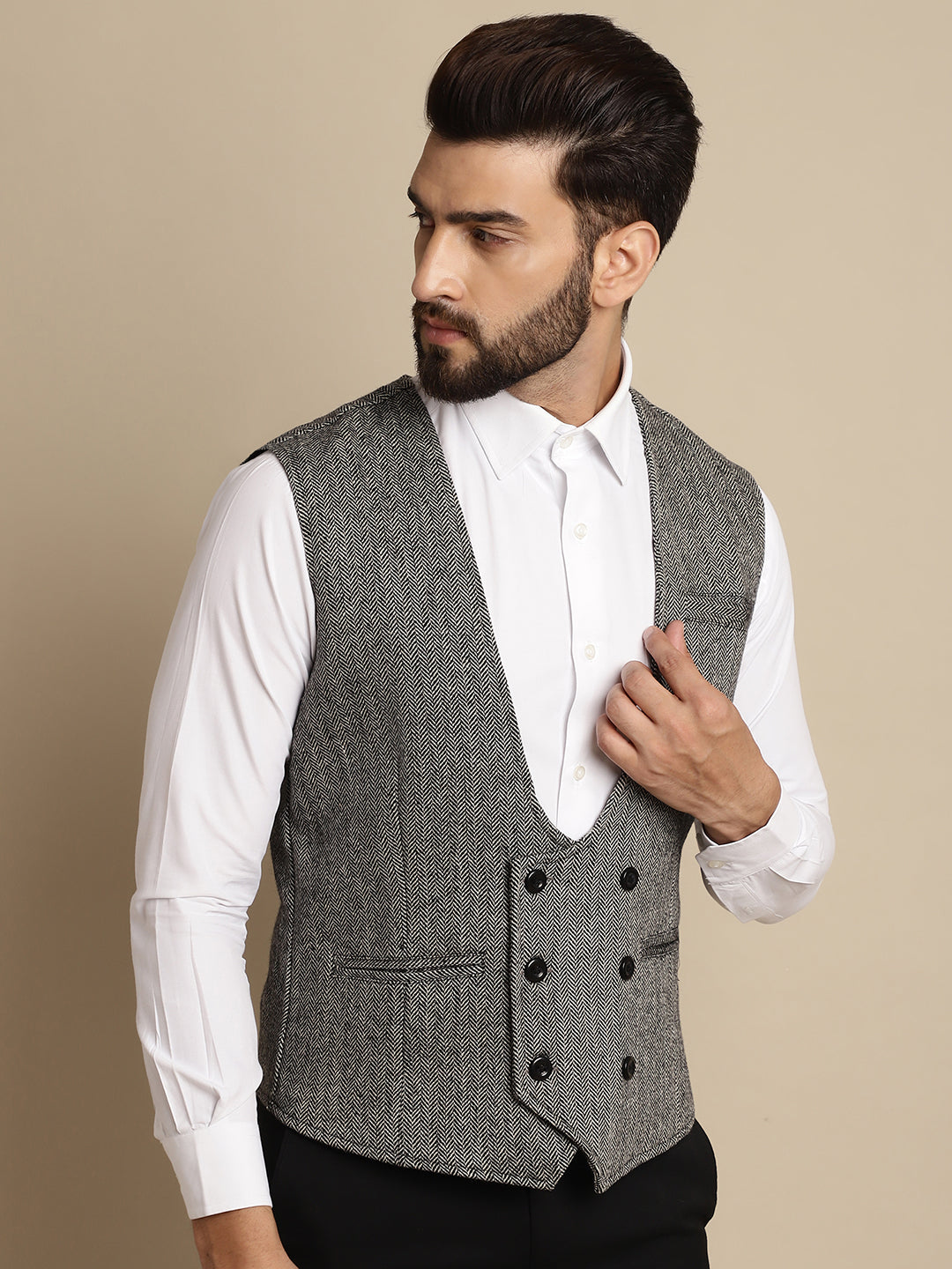 Men's Woolen Double Breast Waist Coat