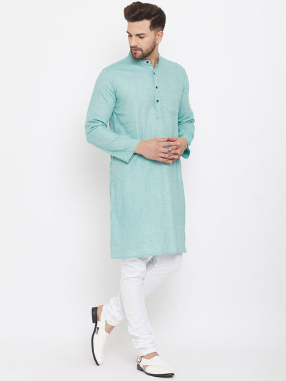 Men's Aqua Blue Pure Cotton Kurta