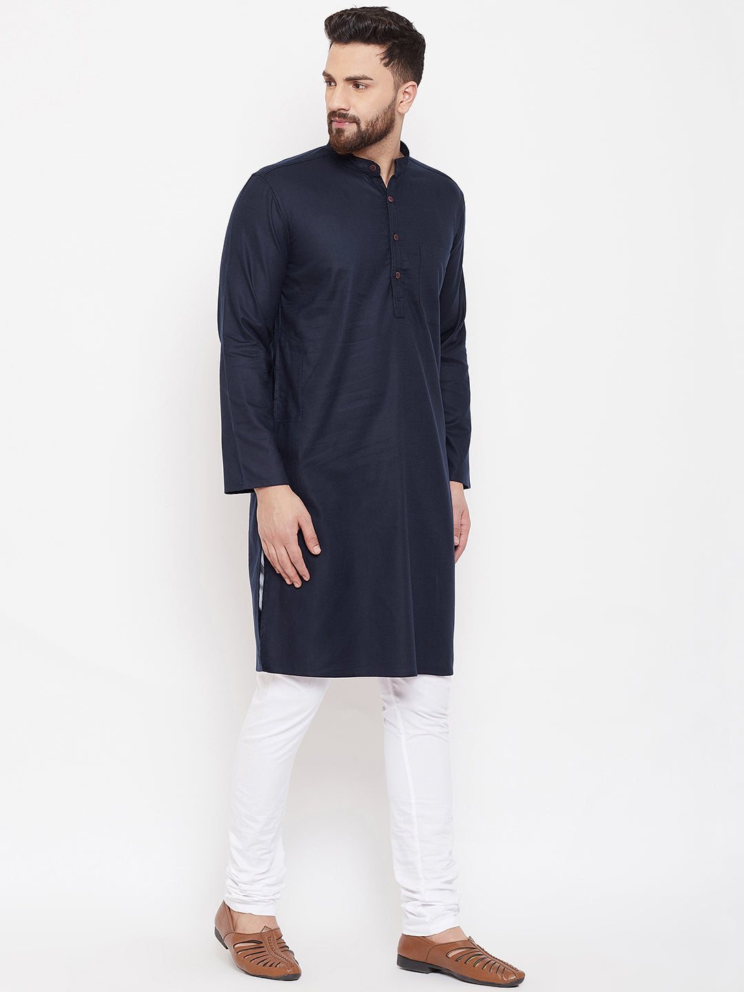 Men's Black Cotton Wool Kurta