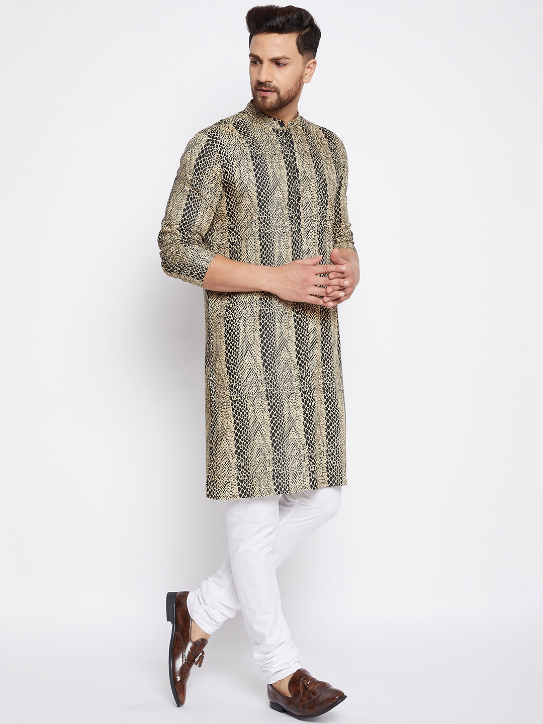 Men's Printed Design Straight Kurta