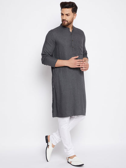 Men's Grey Woolen Straight  Kurta