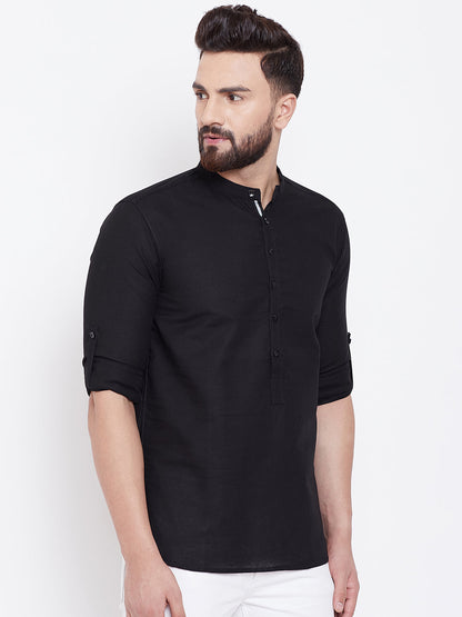 Men's Black Linen Shirt Kurta