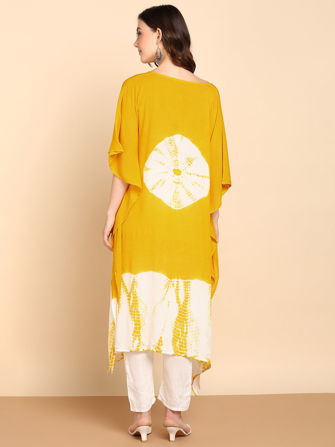 Women's Yellow Crepe Kaftan