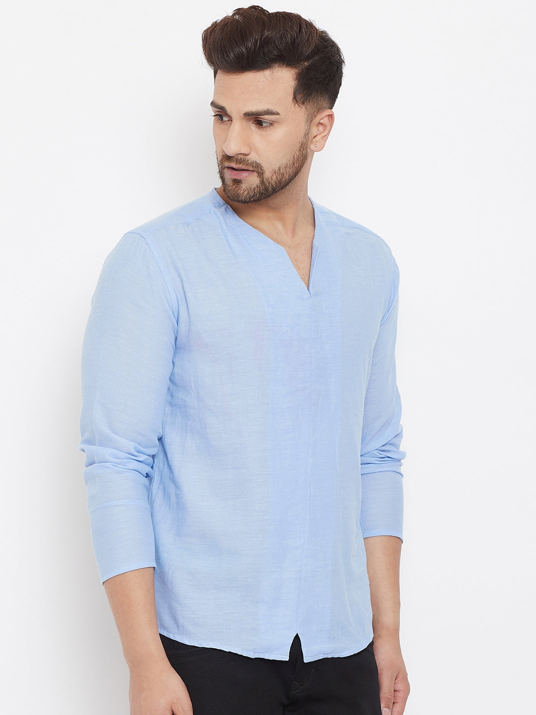 Men's Blue Summer Casual Shirt Kurta