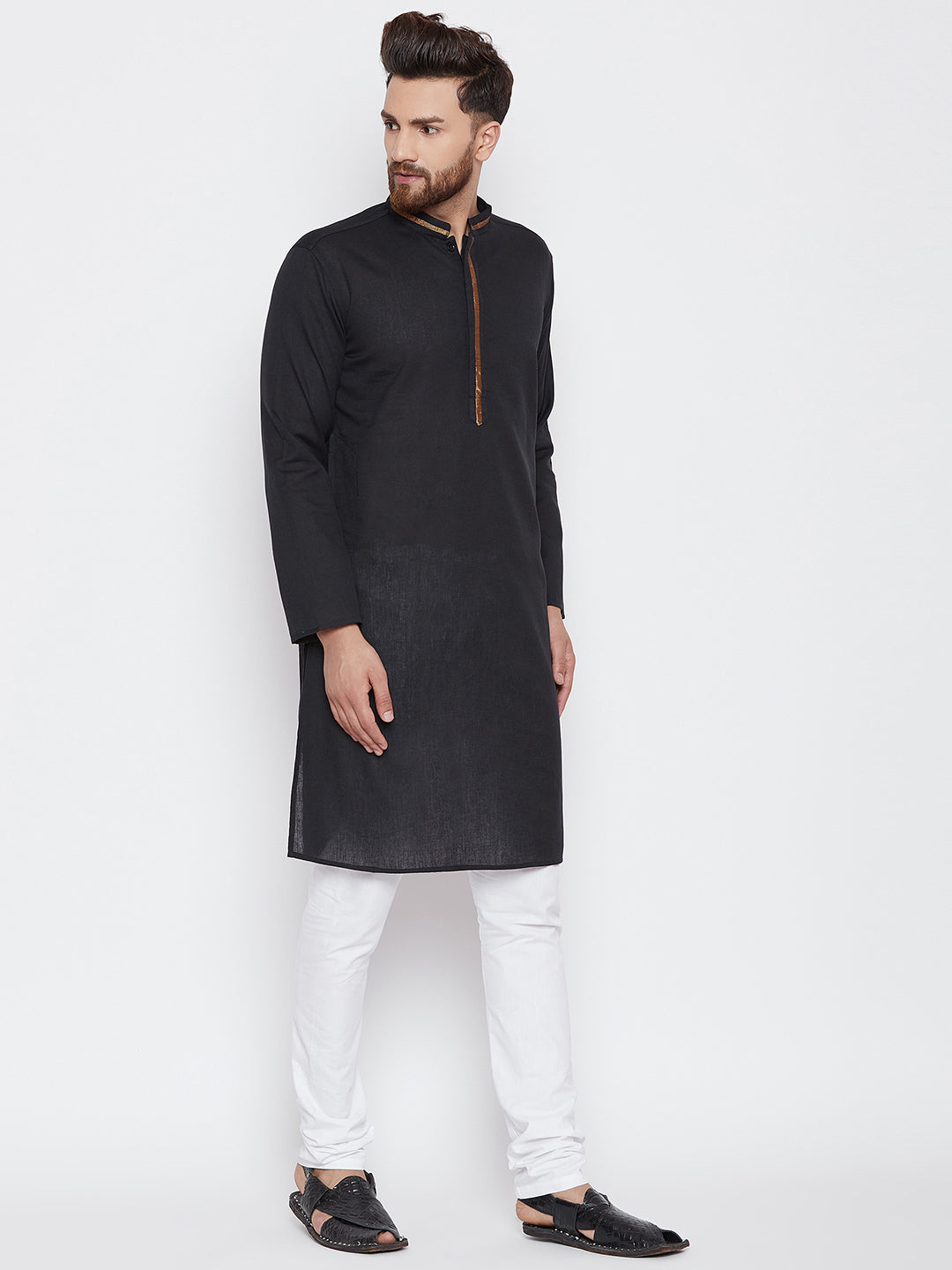 Men's Black Zari Work Kurta