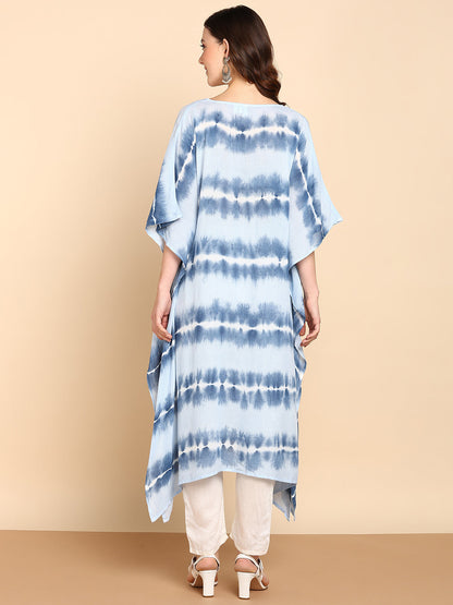 Women's Turquoise Crepe Kaftan