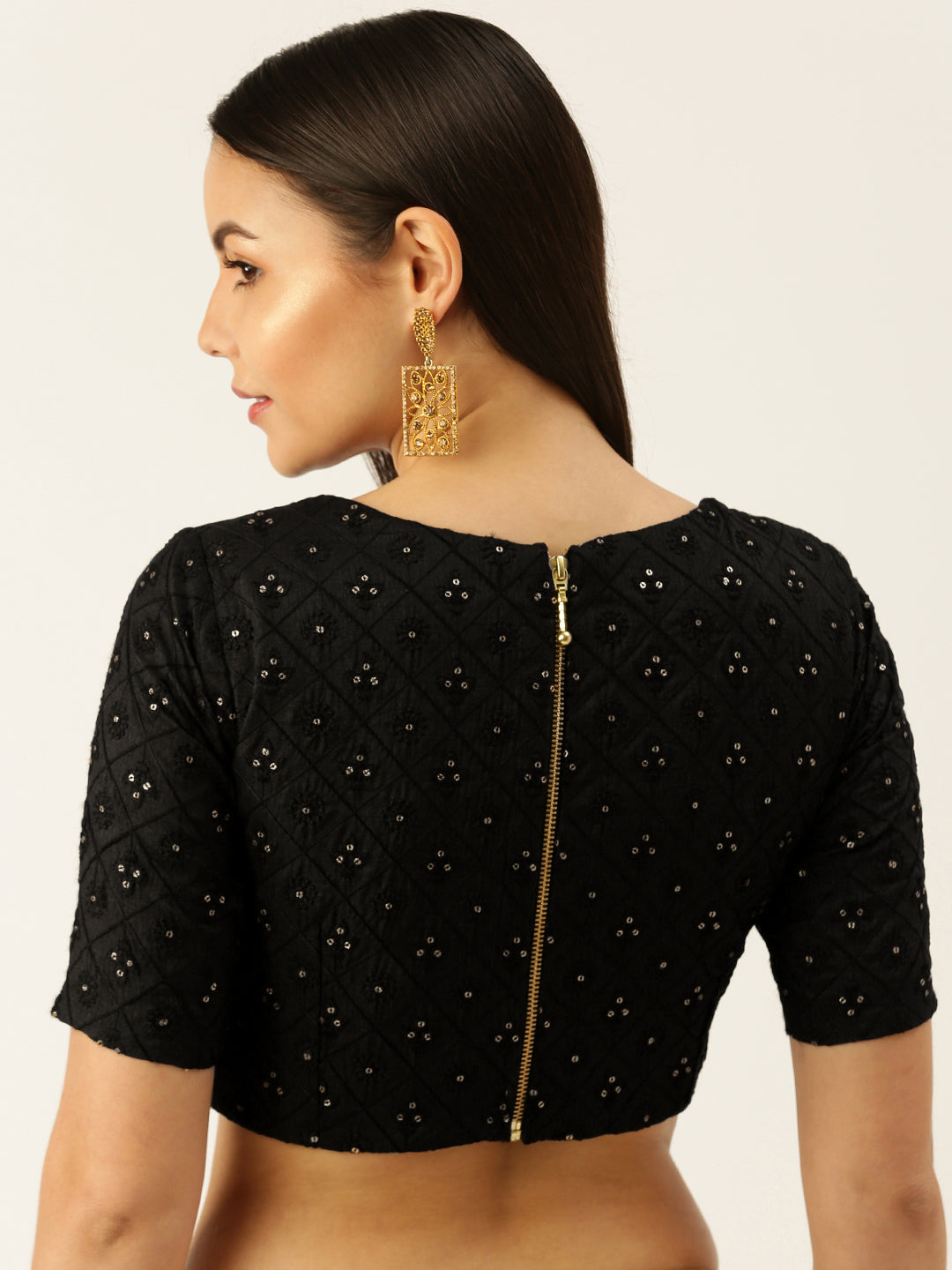 Women's Black Thread Work Georgette Blouse