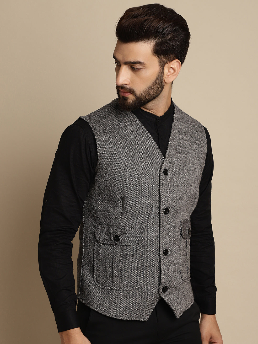 Men's Woolen Waistcaot With Patch Pocket