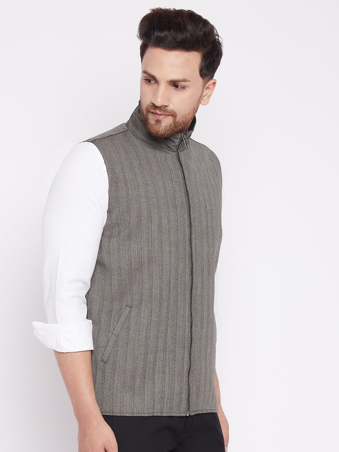 Men's Nehru Jacket With Welt Pockets -