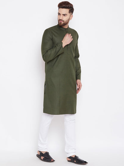 Men's Green Cotton Kurta