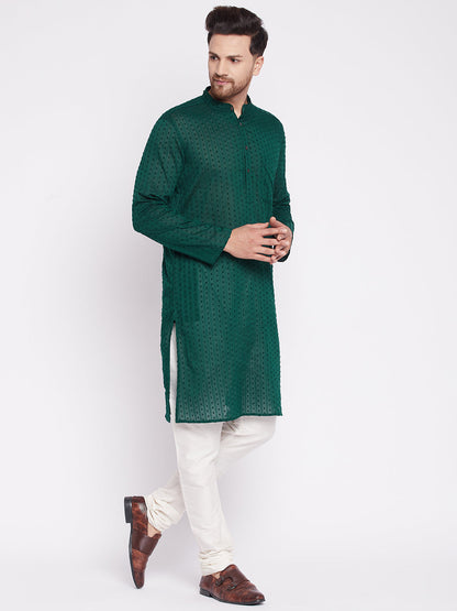 Men's Long Kurta with Band Collar -