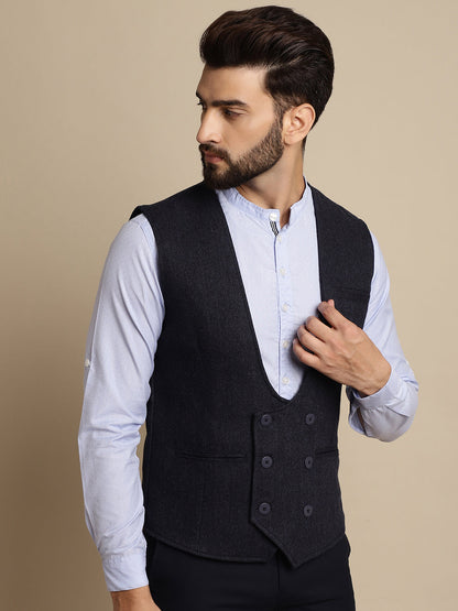 Men's Woolen Double Breast Waist Coat