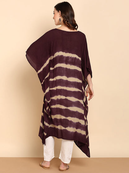 Women's Maroon Crepe Kaftan