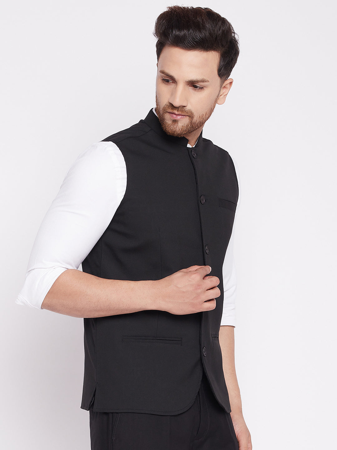 Men's Nehru Jacket With Welt Pockets -