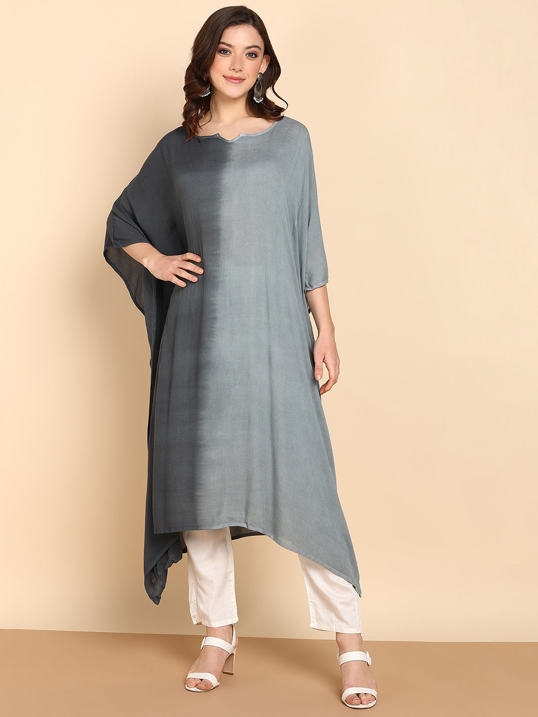 Women's Grey Crepe Kaftan