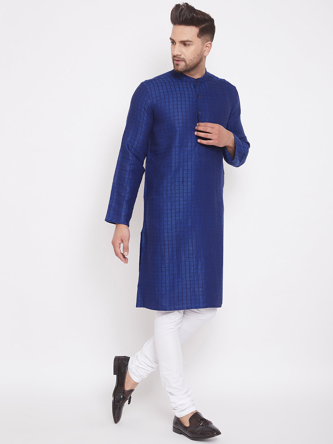 Men's Royal Blue Pure Cotton Kurta