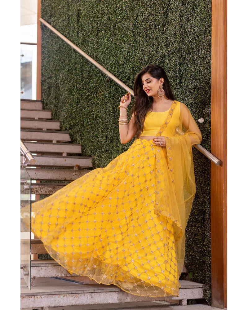 Women's Yellow Lehenga Choli (3pcs set) - Label Shaurya Sanadhya