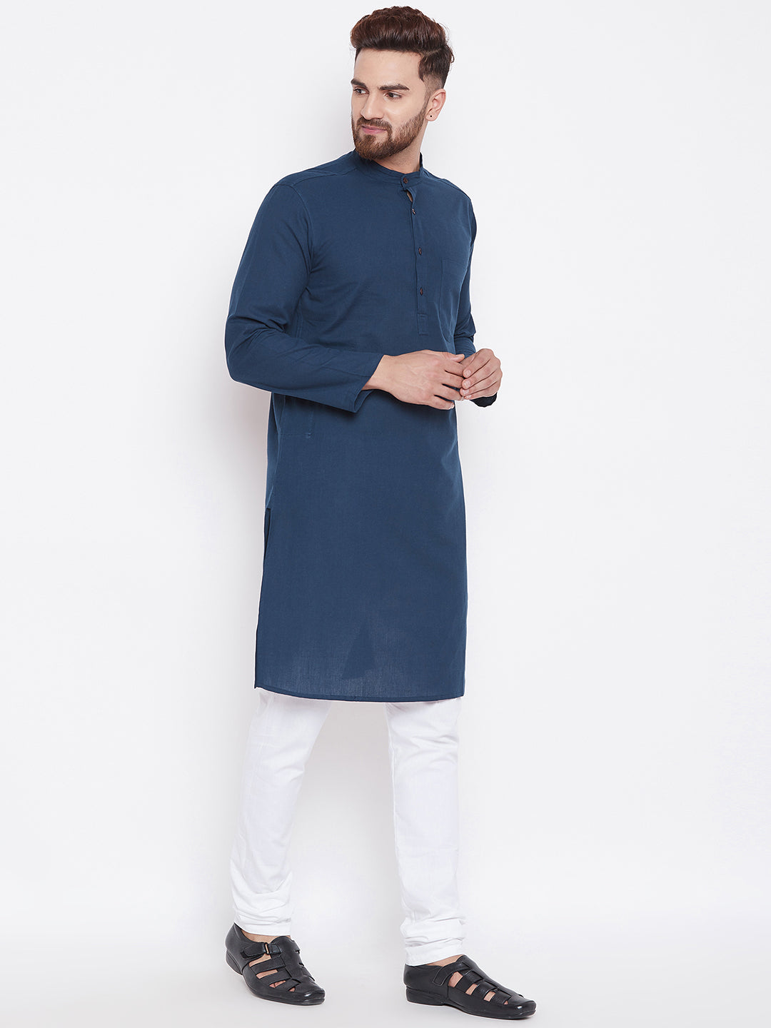 Men's Deep Blue Pure Cotton Kurta