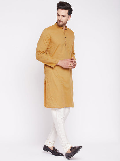 Men's Long Kurta with Band Collar -