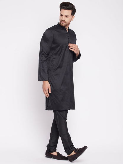 Men's Long Kurta with Band Collar -