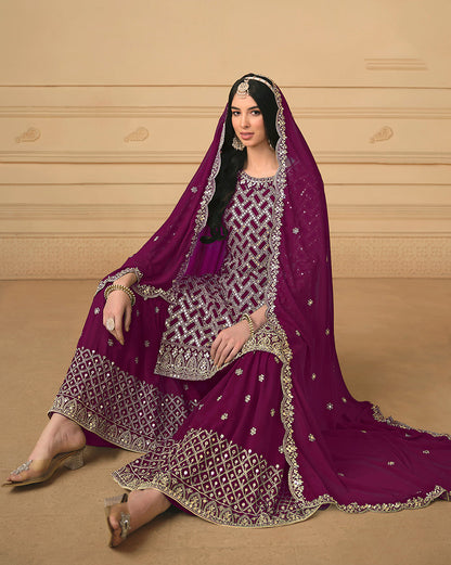 Women's Purple Georgette Embroidered Designer Salwar Suit