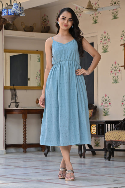 Women's Startling Blue Cotton Dress