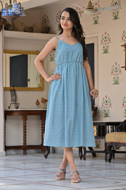 Women's Startling Blue Cotton Dress