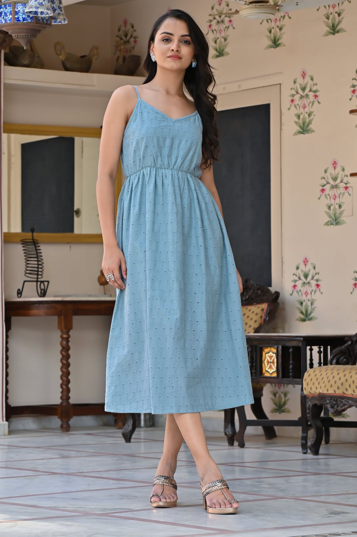 Women's Startling Blue Cotton Dress