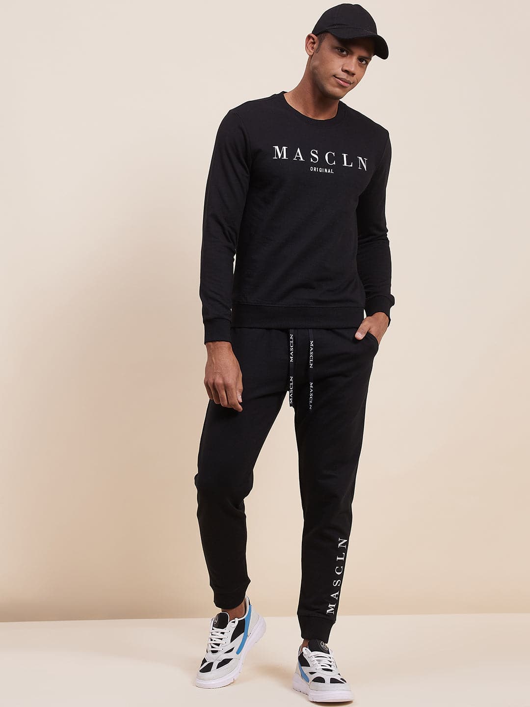 Men's Black MASCLN Embroidered Sweatshirt - LYUSH-MASCLN