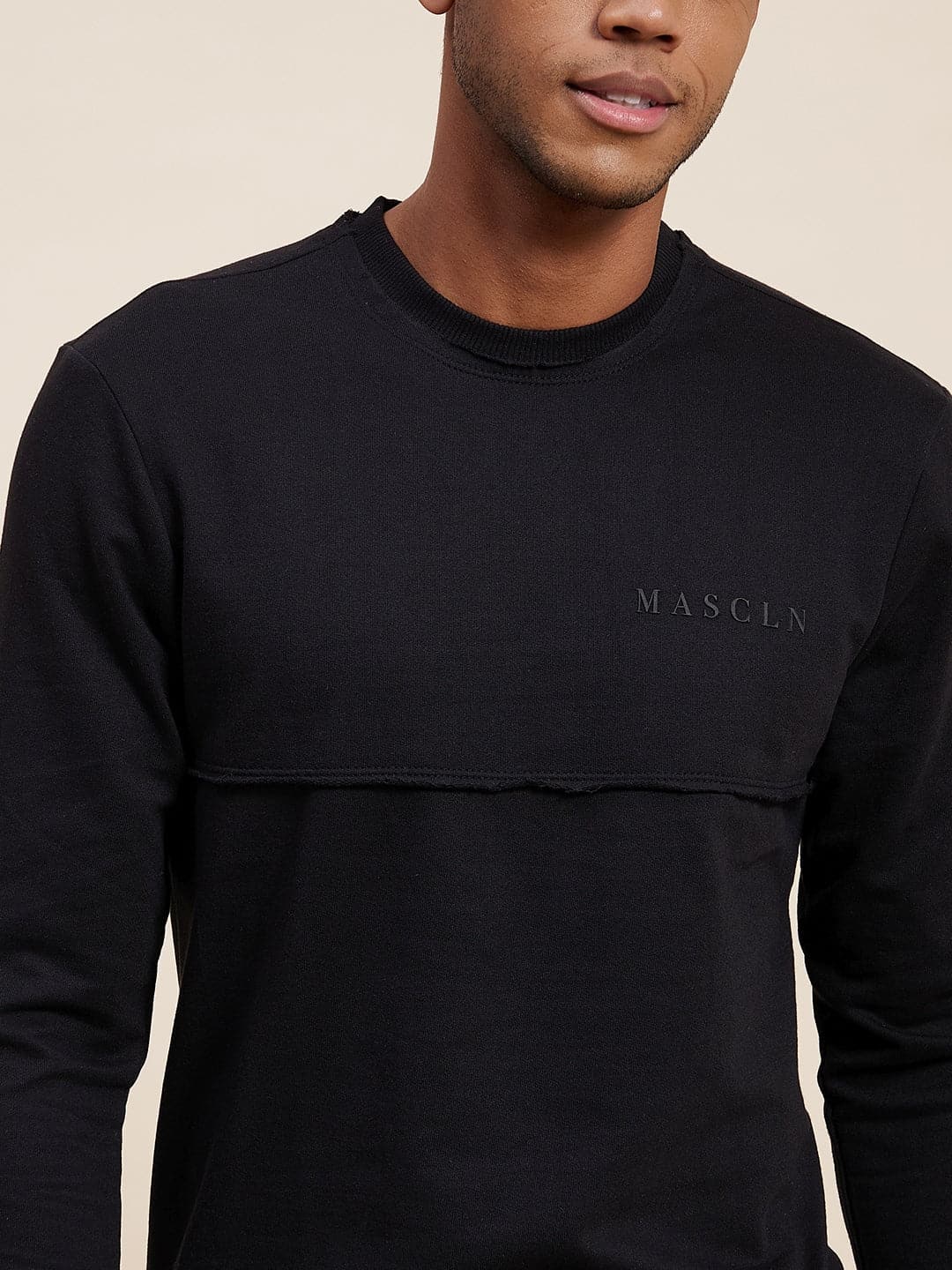 Men's Black MASCLN Puff Print Sweatshirt - LYUSH-MASCLN