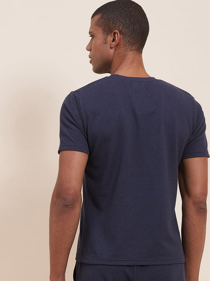 Men's Navy Slim Fit Pocket T-Shirt - LYUSH-MASCLN