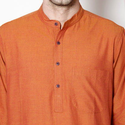 Men's Orange Pure Cotton Kurta