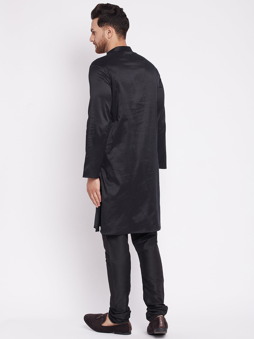 Men's Long Kurta with Band Collar -