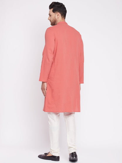 Men's Long Kurta with Band Collar -