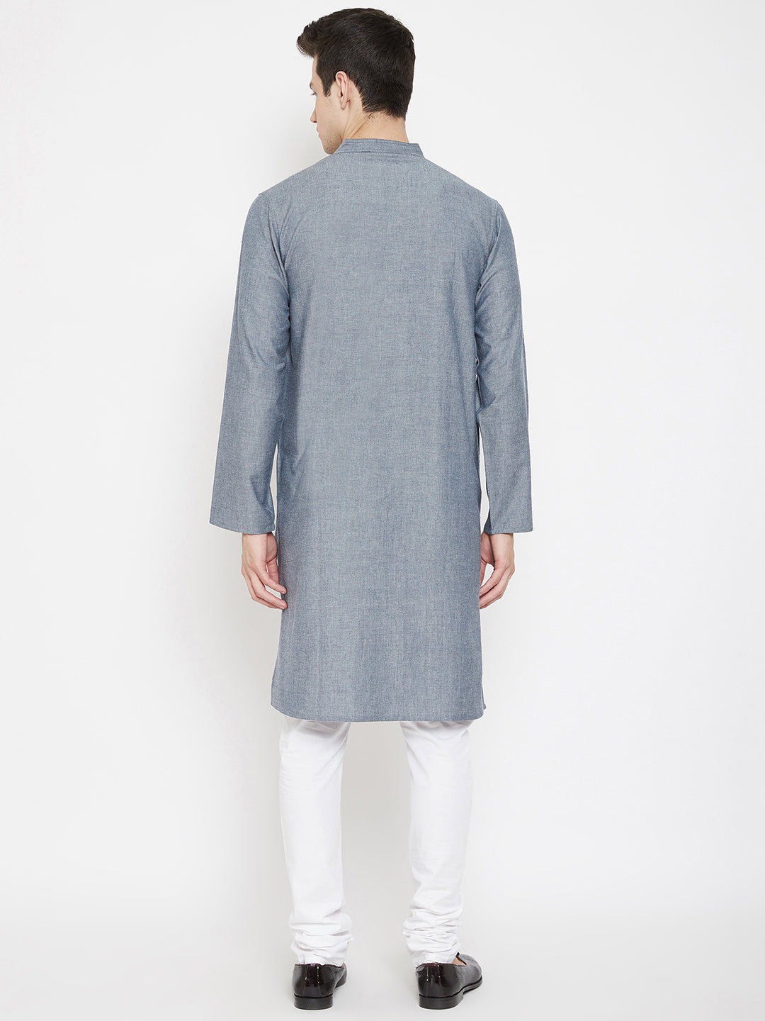 Men's Grey Woven Design Straight  Kurta