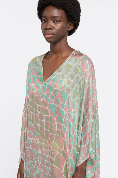 Women's Mosiac print georgette short kaftan