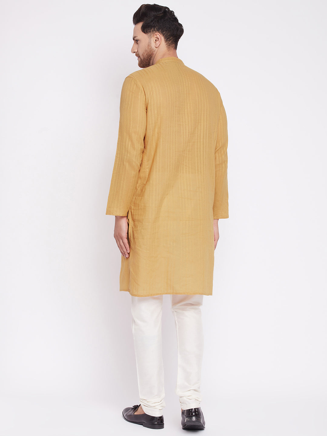 Men's Long Kurta with Band Collar -