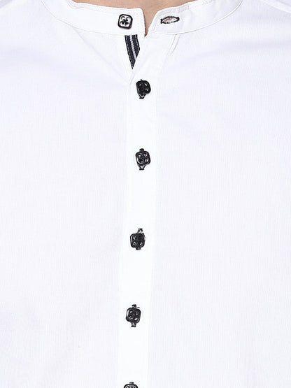 Men's White Pure Cotton Shirt Kurta