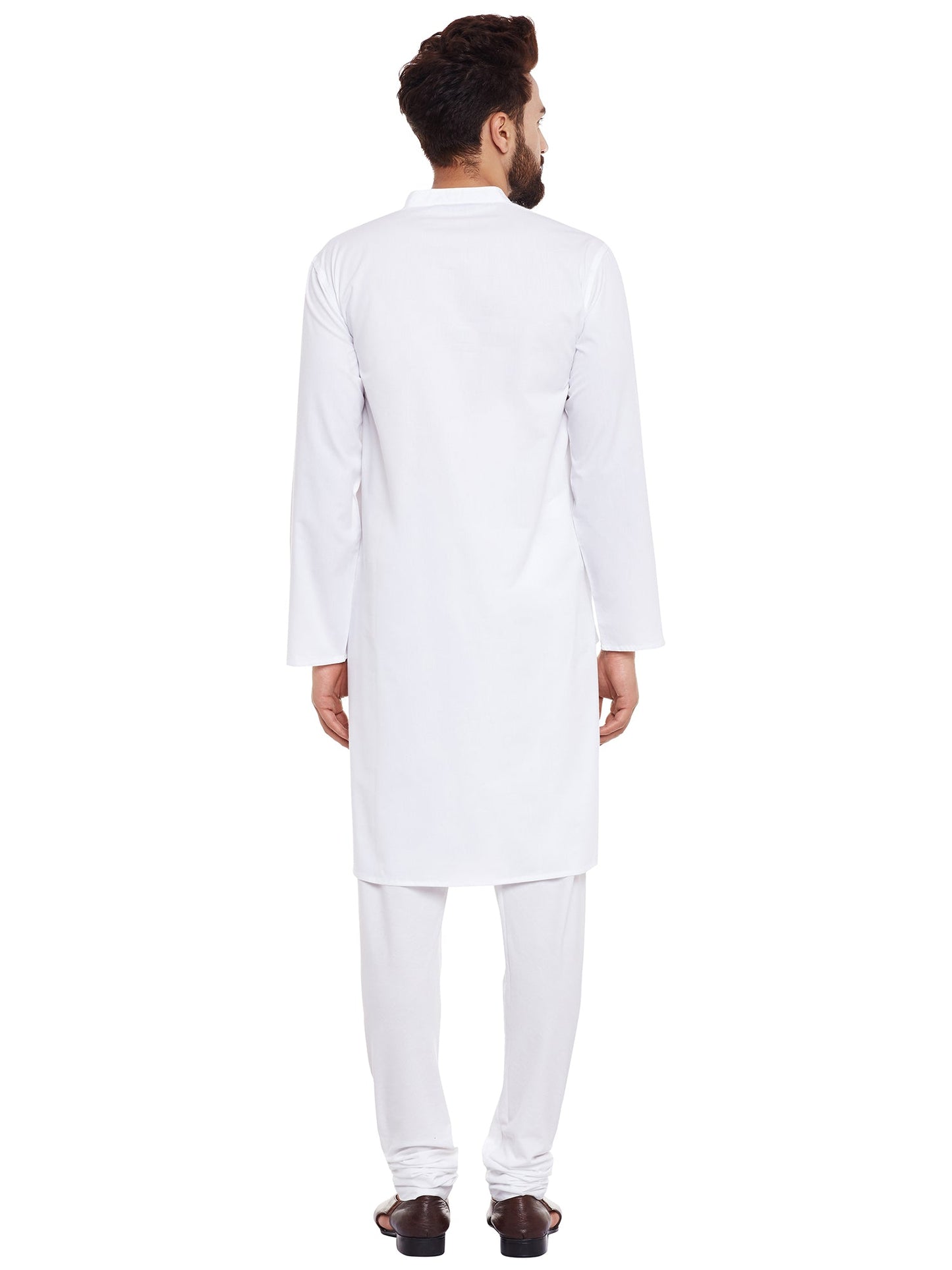 Men's Crisp White Cotton Solid Kurta