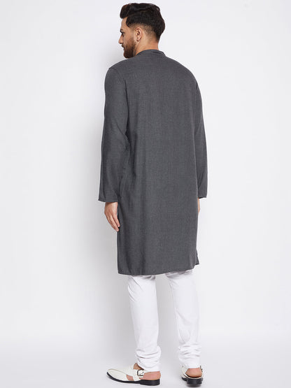 Men's Grey Woolen Straight  Kurta