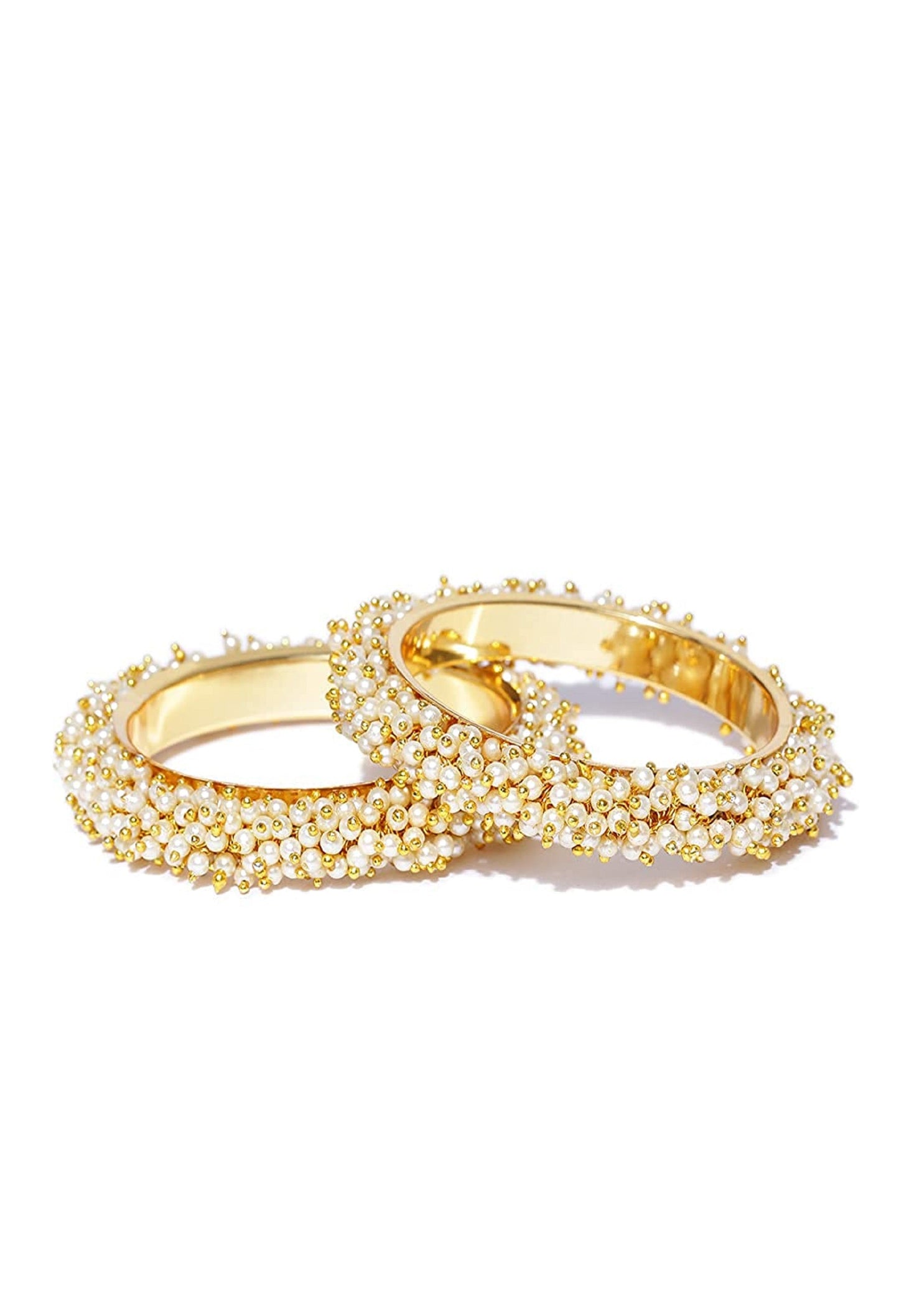 Women's Gold-Plated Beads Work Bangles